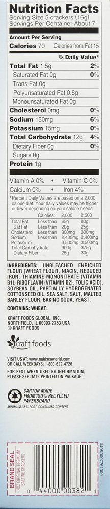 Kraft Premium Saltine Crackers 4oz