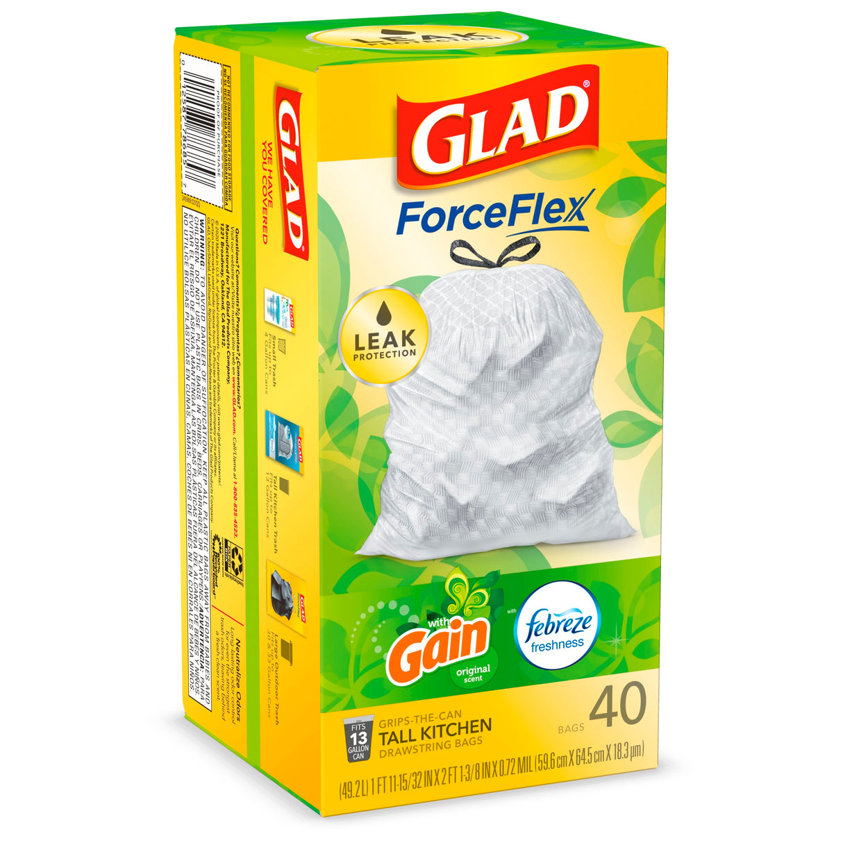 Glad Gain Original Scent Garbage Gain Original Scent Garbage Bags 40's