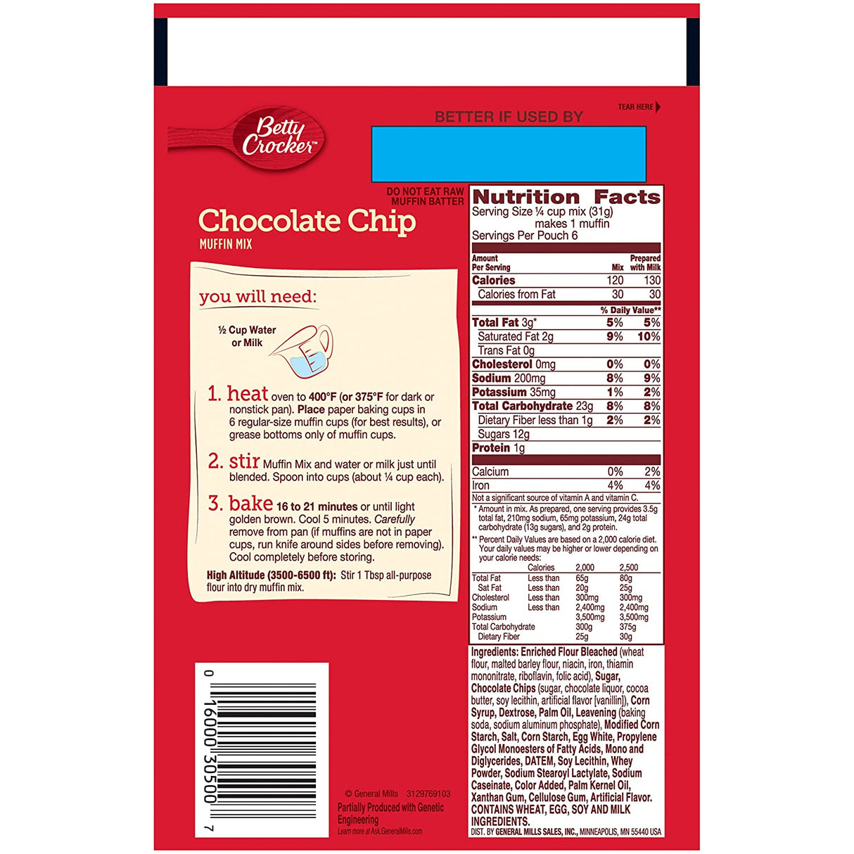 Betty Crocker Chocolate Chip Muffin Mix 184g