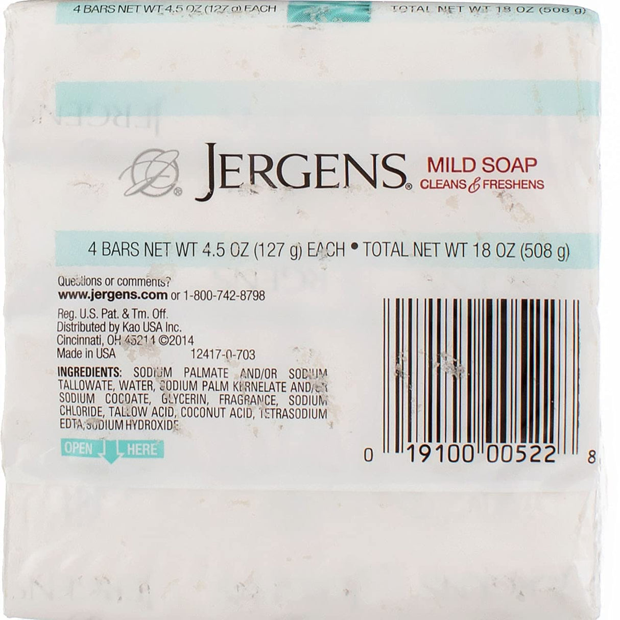 Jergens Mild Bar Soap Cleans/Freshens 4s