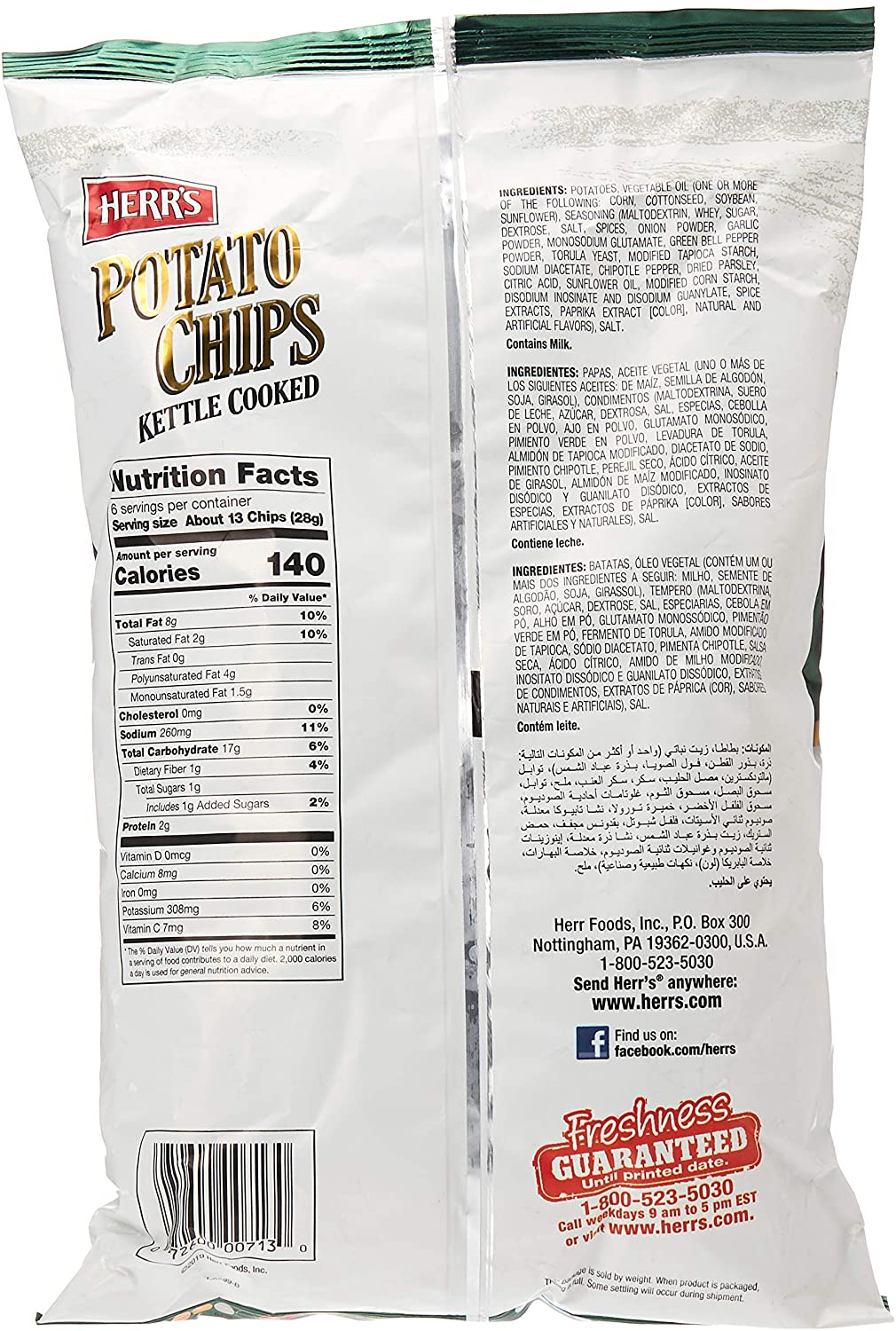 Herrs Potatoes Chip Kettle Cooked Jalapeno 6oz