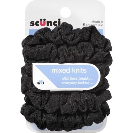 Scunci Scrunchies Blk 6pcs