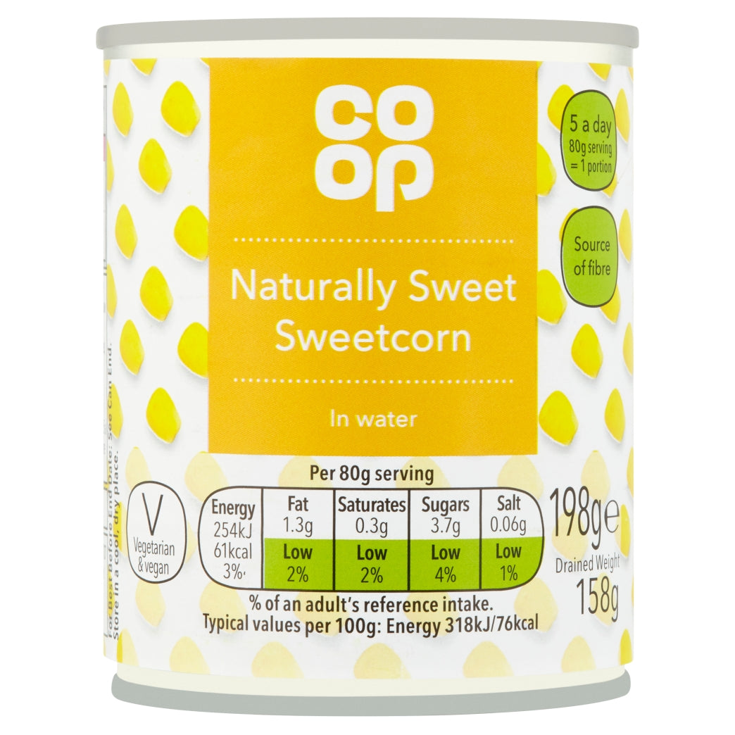 Co Op Sweetcorn in Water 198g