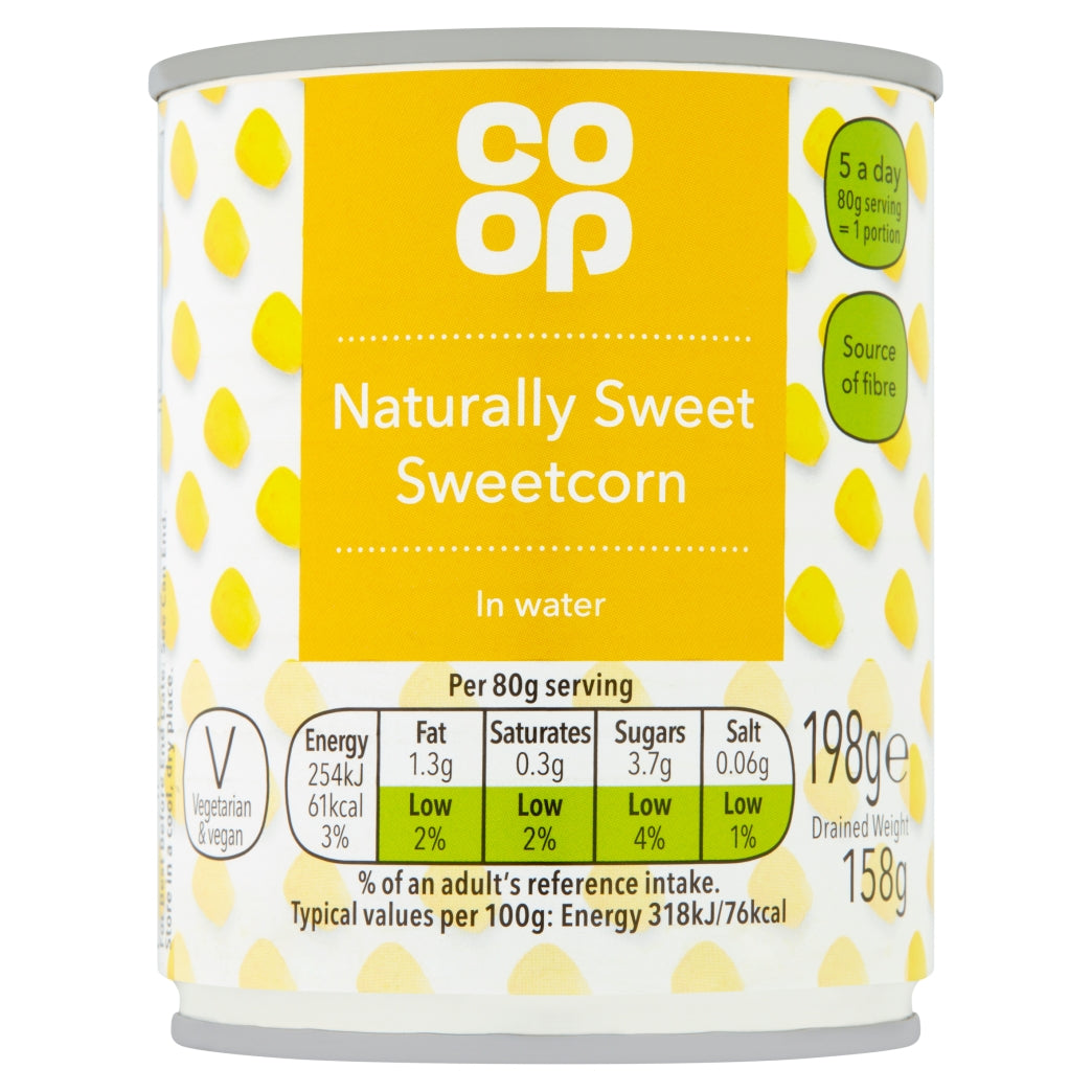Co Op Sweetcorn in Water 198g