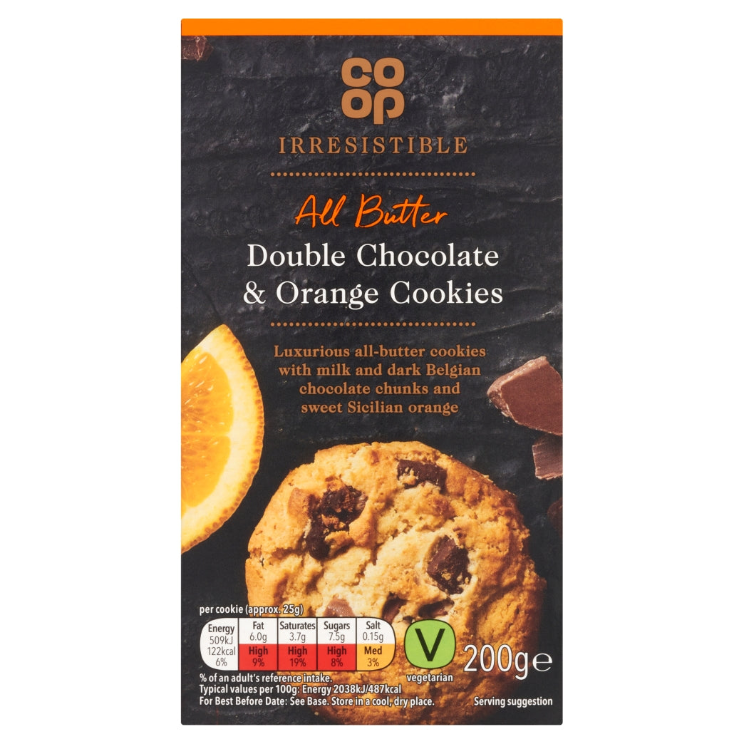 Co-Op Dble Choc & Orange Cookies 200g