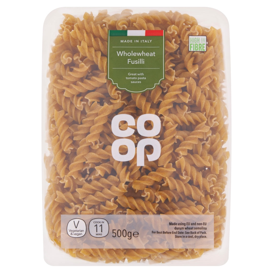 Co-Op Wholewheat Fusilli Pasta 500g