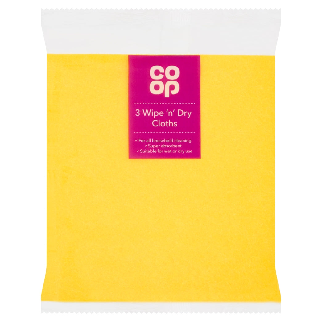 Co-Op Wipe 'n' Dry Cloths 3pk