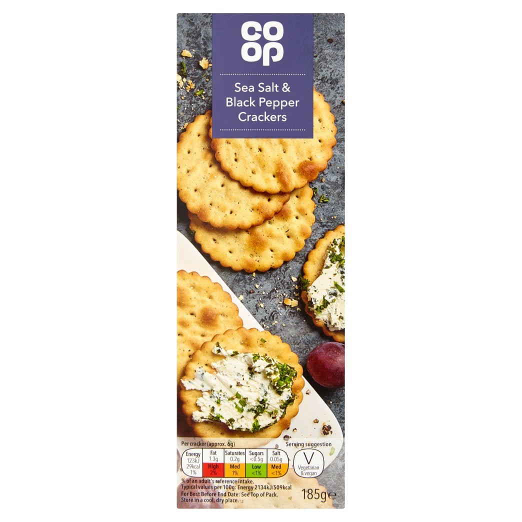 Co-Op Salt & Black Pepper Crackers 185g