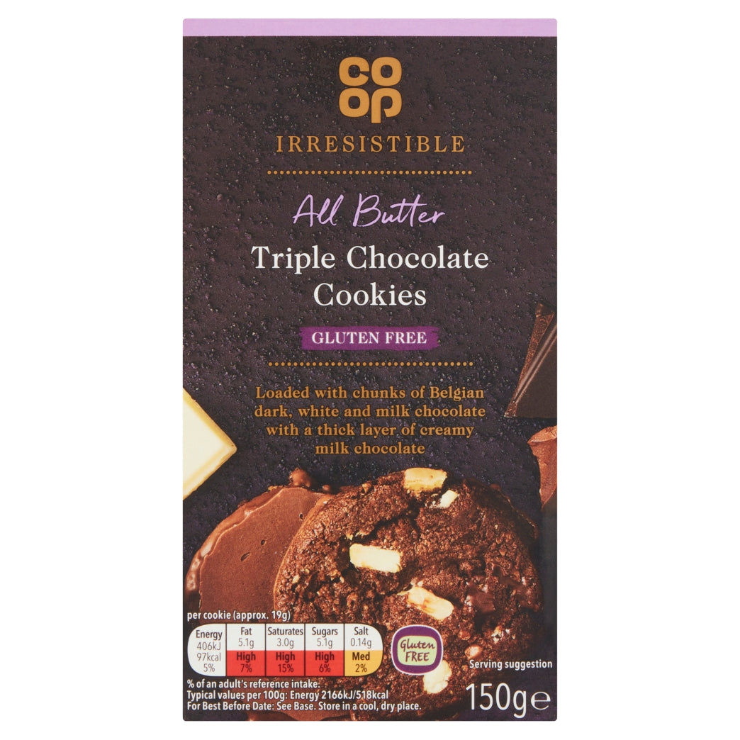 Co Op GF Triple Chocolate Cookies 150g