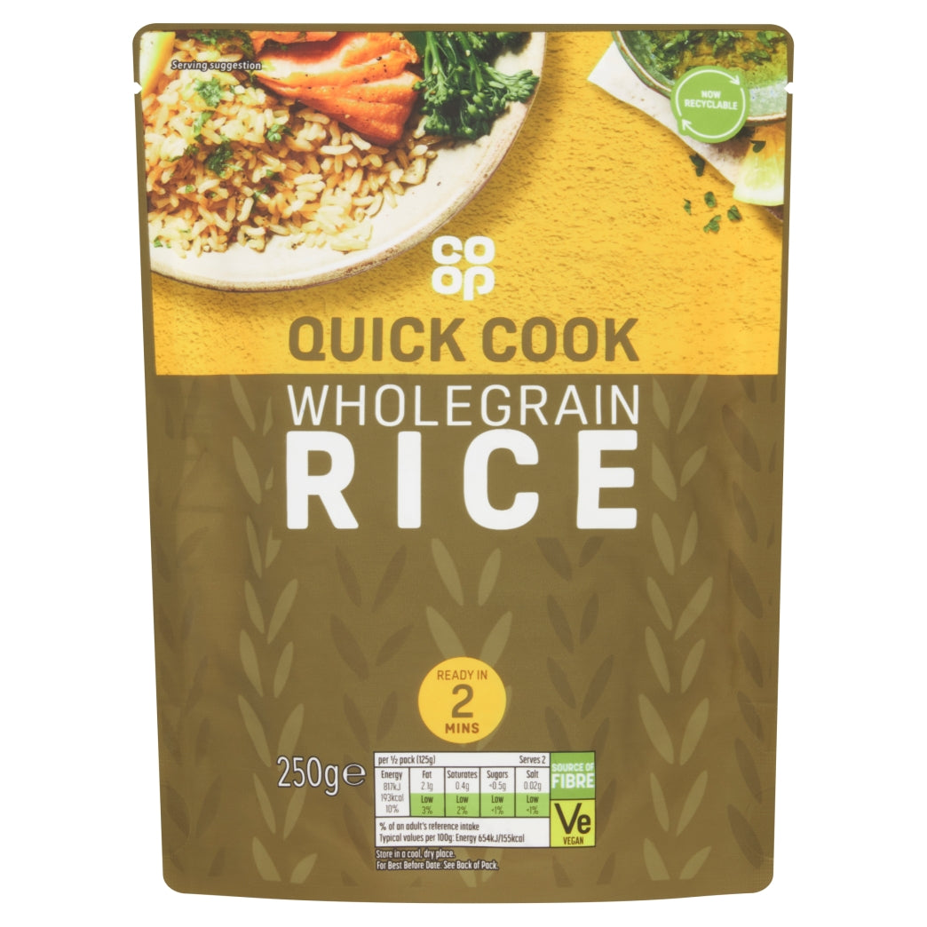 Co op Wholegrain Microwave Rice 250g – Aone Supermarkets