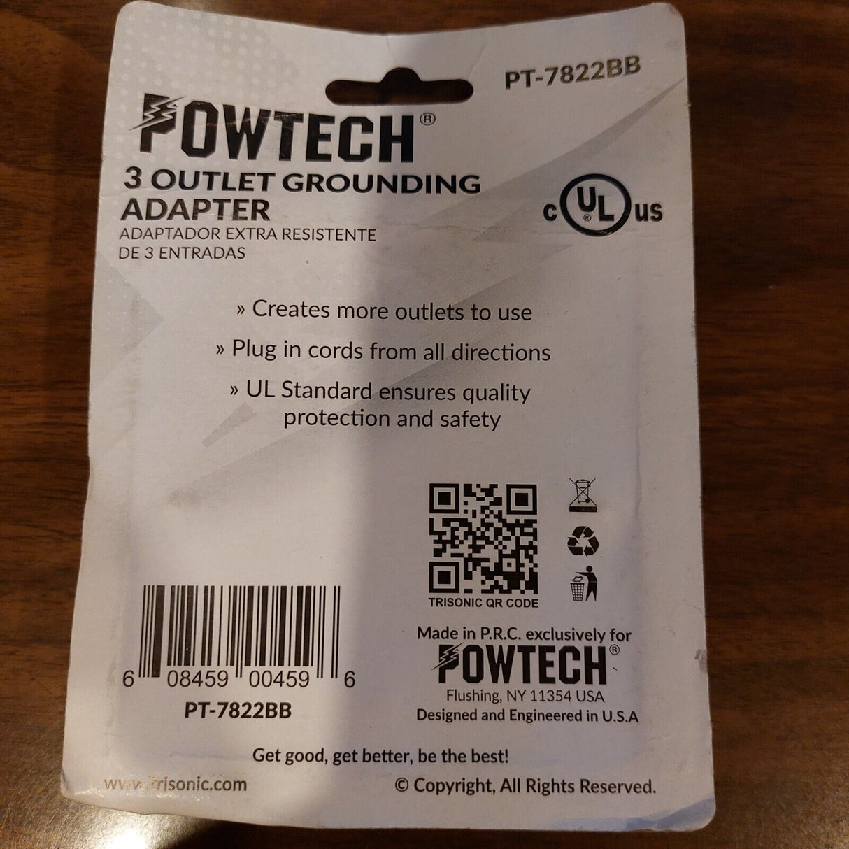 Powtech 3 Outlet  Grounding Adapter
