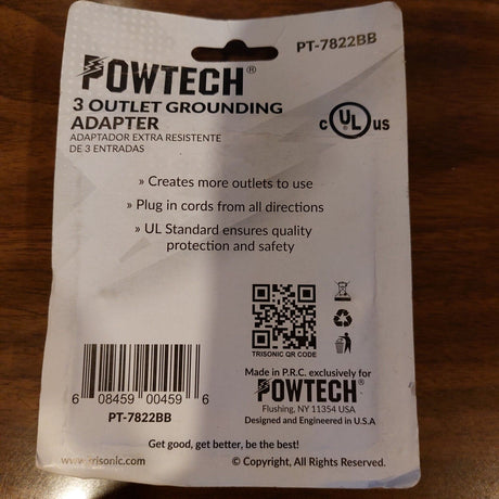Powtech 3 Outlet  Grounding Adapter