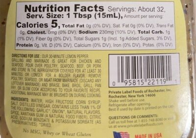 Savory Lemon Pepper Marinade 16oz