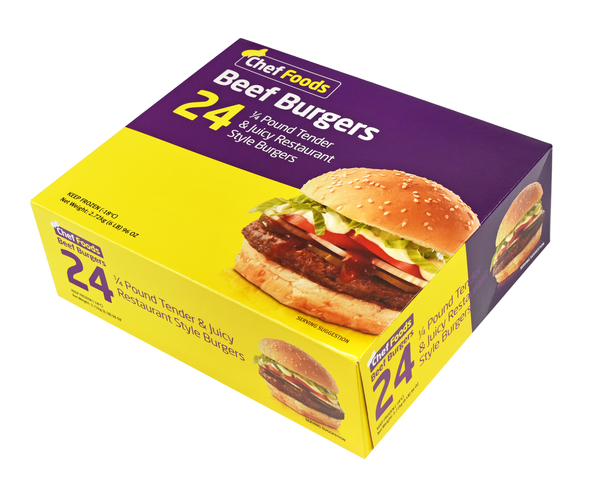 Chef Foods Beef Burgers 24sx4oz