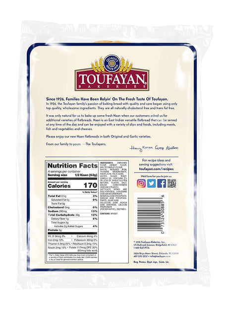 Toufayan Garlic Naan  9oz