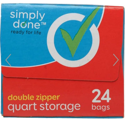 Simply Done Double Zipper Quart Storage Bags 24s