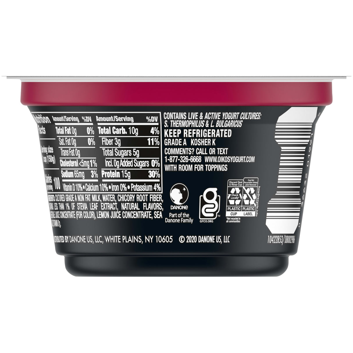 Dannon Oikos Triple Zero Cherry Yogurt 5.3oz