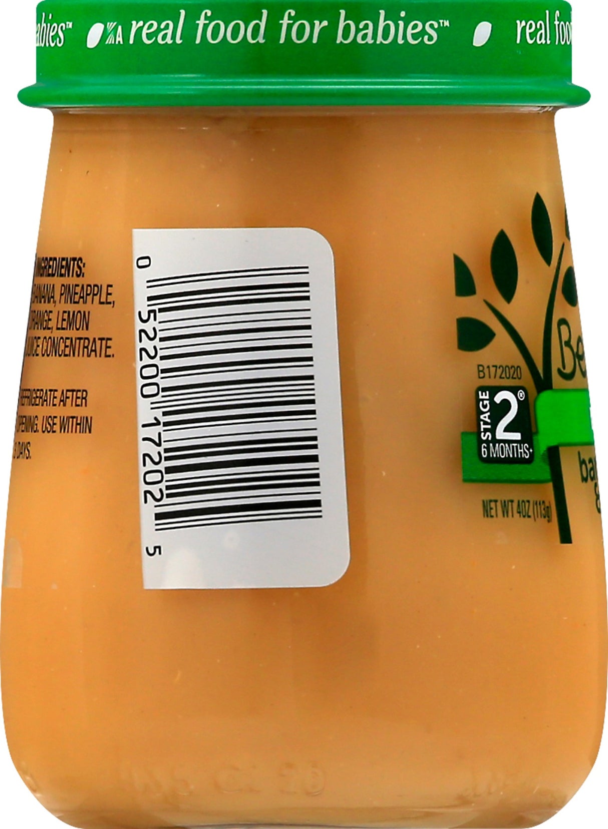 Beech Nut Stage2 Just Banana Orange Pineapple 4oz