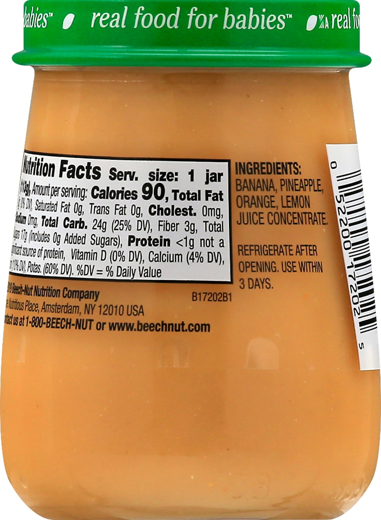 Beech Nut Stage2 Just Banana Orange Pineapple 4oz
