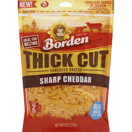 Borden T Cut Shred Sharp Cheddar 8oz