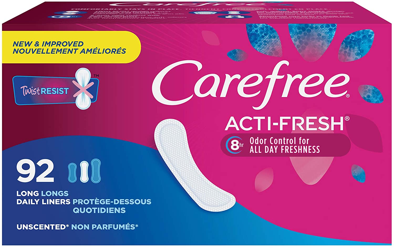 Carefree Acti Fresh Long Unscented Pantiliners 92s - Aone Supermarkets
